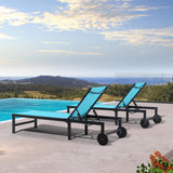 PURPLE LEAF Outdoor Chaise Lounge Chairs Set Recliner Aluminum Adjustable Chair with Wheels and Table for Poolside Beach Patio Reclining Sunbathing Lounger