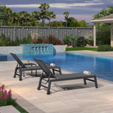 PURPLE LEAF Outdoor Aluminum Chaise Lounge with Wheels and Side Table for Outdoor Backyard Poolside