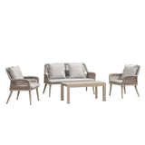 PURPLE LEAF Rivra 4-Piece Patio Conversation Set with Wicker Chairs and Thick Sofa Cushions for Garden