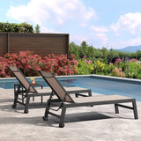 PURPLE LEAF Patio Chaise Lounge Textilene Pool with Wheels Sunbathing Chair for Outdoor, Beach, Yard, Side Table Included
