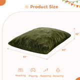 MAXYOYO 3 in 1 Kids Bean Bag Chair Bed, Faux Fur Child Floor Sofa for Gaming, Reading (Green)