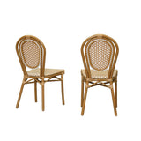 PURPLE LEAF Patio Dining Chair Set of 2 French Aluminium Frame Chairs with Rattan for Indoor Kitchen Deck Bistros Cafe Restaurant