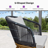 PURPLE LEAF Teak Patio Dining Set with Cushions and Pillow All-Weather Wicker Patio Table Set for Garden, Deck, and Yard