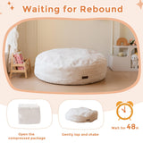 MAXYOYO 3-in-1 Kids Convertible Bean Bag Chair & Bed, Corduroy Round Child Floor Sofa for Gaming, Reading, Beige