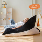MAXYOYO Kids Bean Bag Chair - 2-Tone Handle Design, High-Density Foam Floor Lounger, Black & White