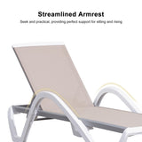PURPLE LEAF Patio Chaise Lounge Chair Outdoor Plastic Textilene Sun Bathing Recliner Tanning Pool Lounger with 6 Adjustable Position for Outside Beach in-Pool Lawn Poolside