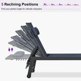 PURPLE LEAF Outdoor Lounge Chair Patio Chaise Pool Lounger Aluminum Frame with Side Table and Wheels for Outside Sunbathing Tanning Recliner Including Pillows