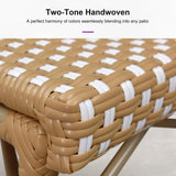 PURPLE LEAF Patio Dining Chair Set of 2 French Aluminium Frame Chairs with Rattan for Indoor Kitchen Deck Bistros Cafe Restaurant