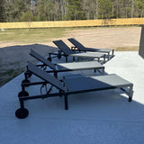 PURPLE LEAF Outdoor Chaise Lounge Chairs Set Recliner Aluminum Adjustable Chair with Wheels and Table for Poolside Beach Patio Reclining Sunbathing Lounger