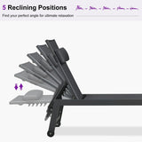 PURPLE LEAF Outdoor Lounge Chair Patio Chaise Pool Lounger Aluminum Frame with Side Table and Wheels for Outside Sunbathing Tanning Recliner Including Pillows