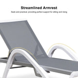 PURPLE LEAF Patio Chaise Lounge Chair Outdoor Plastic Textilene Sun Bathing Recliner Tanning Pool Lounger with 6 Adjustable Position for Outside Beach in-Pool Lawn Poolside