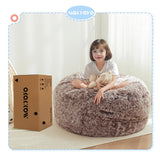 MAXYOYO Bean Bag Chair Bed for Kids, Plush Convertible Bean Bag Folds from Chair to Floor Mattress, Coffee