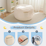 MAXYOYO Bean Bag Chair Bed for Kids, Convertible Bean Bag Folds from Lazy Chair to Floor Mattress Bed, Beige