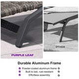 PURPLE LEAF Patio Lounge Chair with Canopy Shade Outdoor Chaise Lounge Chair Set of 2 for Lawn Poolside Backyard Sunbathing Tanning Chairs with Arm