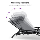 PURPLE LEAF Patio Chaise Lounge Set Outdoor Beach Pool Sunbathing Lawn Lounger Recliner Chair Outside Chairs with Side Table Included
