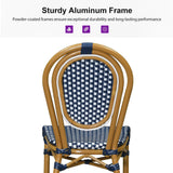 PURPLE LEAF Patio Dining Chair Set of 2 French Aluminium Frame Chairs with Rattan for Indoor Kitchen Deck Bistros Cafe Restaurant