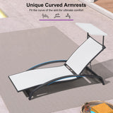 PURPLE LEAF Patio Lounge Chair with Canopy Shade Outdoor Chaise Lounge Chair Set of 2 for Lawn Poolside Backyard Sunbathing Tanning Chairs with Arm