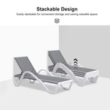 PURPLE LEAF Patio Chaise Lounge Chair Outdoor Plastic Textilene Sun Bathing Recliner Tanning Pool Lounger with 6 Adjustable Position for Outside Beach in-Pool Lawn Poolside