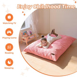 MAXYOYO 3-in-1 Kids Convertible Bean Bag Chair & Bed, Child Floor Sofa for Gaming, Reading, Pink