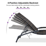 PURPLE LEAF Patio Chaise Lounge Chair Set of 2 Wicker Tanning Outdoor Pool Adjustable Recliner Chair for Outside Beach Poolside Sunbathing Lounger