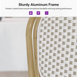 PURPLE LEAF Patio Dining Chair Set of 2 French Aluminium Frame Chairs with Rattan for Indoor Kitchen Deck Bistros Cafe Restaurant