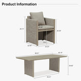 PURPLE LEAF Sanori Patio Dining Set Modern Large Weather-Resistant Table and Aluminum Chairs with Cushions for Garden Beige