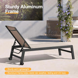 PURPLE LEAF Patio Chaise Lounge Textilene Pool with Wheels Sunbathing Chair for Outdoor, Beach, Yard, Side Table Included