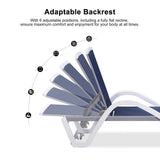 PURPLE LEAF Patio Chaise Lounge Chair Outdoor Plastic Textilene Sun Bathing Recliner Tanning Pool Lounger with 6 Adjustable Position for Outside Beach in-Pool Lawn Poolside