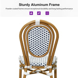PURPLE LEAF Patio Dining Chair Set of 2 French Aluminium Frame Chairs with Rattan for Indoor Kitchen Deck Bistros Cafe Restaurant