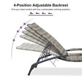 PURPLE LEAF Patio Lounge Chair with Canopy Shade Outdoor Chaise Lounge Chair Set of 2 for Lawn Poolside Backyard Sunbathing Tanning Chairs with Arm