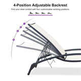 PURPLE LEAF Patio Lounge Chair with Canopy Shade Outdoor Chaise Lounge Chair Set of 2 for Lawn Poolside Backyard Sunbathing Tanning Chairs with Arm