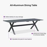 PURPLE LEAF Outdoor Dining Set All Weather Wicker Patio Dining Set with Rectangular Aluminum Table and Modern Armrest Dining Chairs for Garden Deck Backyard Kitchen