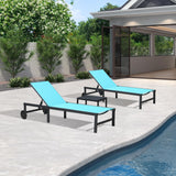 PURPLE LEAF Outdoor Chaise Lounge Chairs Set Recliner Aluminum Adjustable Chair with Wheels and Table for Poolside Beach Patio Reclining Sunbathing Lounger