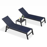 PURPLE LEAF Patio Chaise Lounge Textilene Pool with Wheels Sunbathing Chair for Outdoor, Beach, Yard, Side Table Included