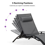 PURPLE LEAF Patio Chaise Lounge Set Outdoor Beach Pool Sunbathing Lawn Lounger Recliner Chair Outside Chairs with Side Table Included