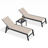 PURPLE LEAF Patio Chaise Lounge Textilene Pool with Wheels Sunbathing Chair for Outdoor, Beach, Yard, Side Table Included
