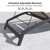 PURPLE LEAF Patio Lounge Chair with Canopy Shade Outdoor Chaise Lounge Chair Set of 2 for Lawn Poolside Backyard Sunbathing Tanning Chairs with Arm