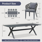 PURPLE LEAF Patio Dining Sets with Aluminum Frame Table & Handwoven Wicker Chairs Grey