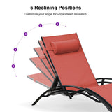 PURPLE LEAF Patio Chaise Lounge Set Outdoor Beach Pool Sunbathing Lawn Lounger Recliner Chair Outside Chairs with Side Table Included