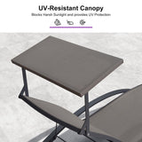 PURPLE LEAF Patio Lounge Chair with Canopy Shade Outdoor Chaise Lounge Chair Set of 2 for Lawn Poolside Backyard Sunbathing Tanning Chairs with Arm
