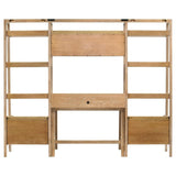 Fabian 4-piece Computer Desk and Bookshelf Set Distressed Light Brown