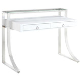 Gemma 48-Inch 2-Drawer Writing Desk White High Gloss