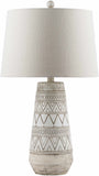 Tan and Cream Resin Lamp with White Linen Table Lamp - Clearance