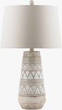 Tan and Cream Resin Lamp with White Linen Table Lamp - Clearance