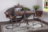 Industrial Loft 48" Adjustable Round Dining Table in Weathered Teak