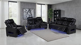 Zuma 3-Piece Dual Power Reclining Sofa Set with Bluetooth Black