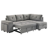 Roanne Fabric Upholstered Sleeper Sectional Sofa Grey