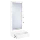 Spector 1-drawer Lighted Full-Length Floor Mirror White High Gloss