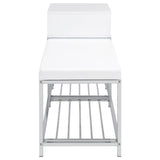 Siega 1-Drawer Shoe Storage Entryway Bench White High Gloss and Chrome