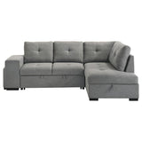 Roanne Fabric Upholstered Sleeper Sectional Sofa Grey